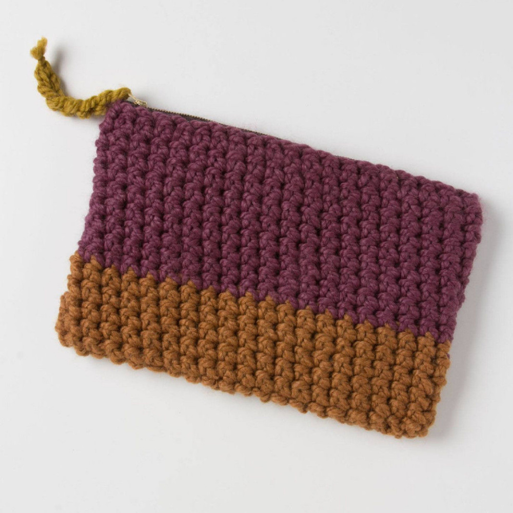 Anthropologie Handknit Colorblock Pouch Wool Clutch Purse By Deroucheau